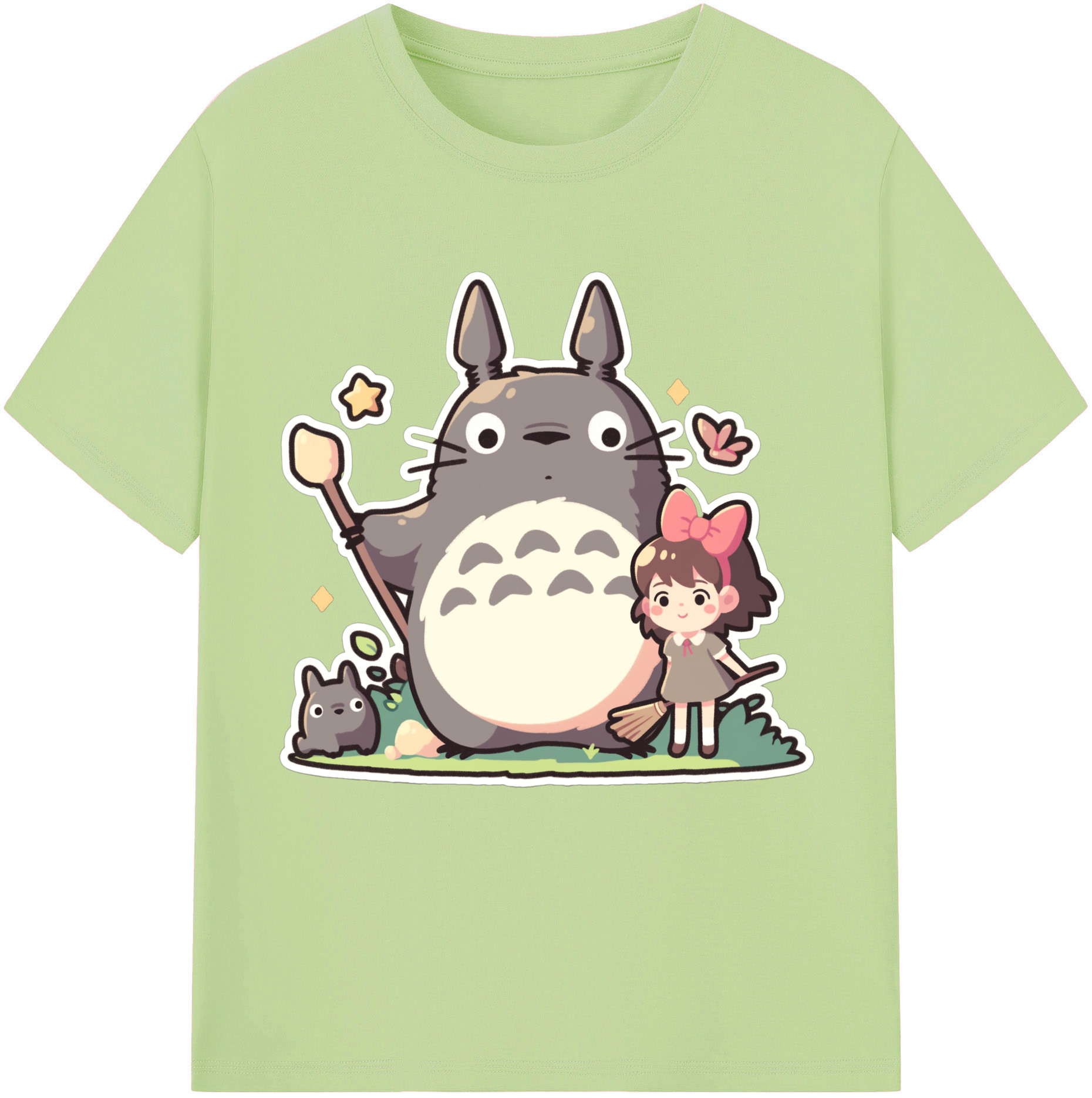 （画像用） となりのトトロ 草壁メイ 草壁サツキ My Neighbor Totoro Satsuki Kusakabe Mei Kusakabe 綿100％半袖Tシャツ（フロントプリント）